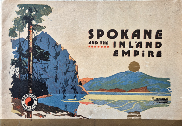An illustration of a scenic landscape featuring a tall tree in the foreground, a rocky mountainside, and a body of water. Behind the water is a range of hills and a sun setting. The text reads 