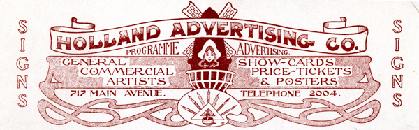 Banner for Holland Advertising Co., featuring the text: 