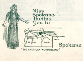 A woman in a traditional dress stands pointing to a map. Text reads 
