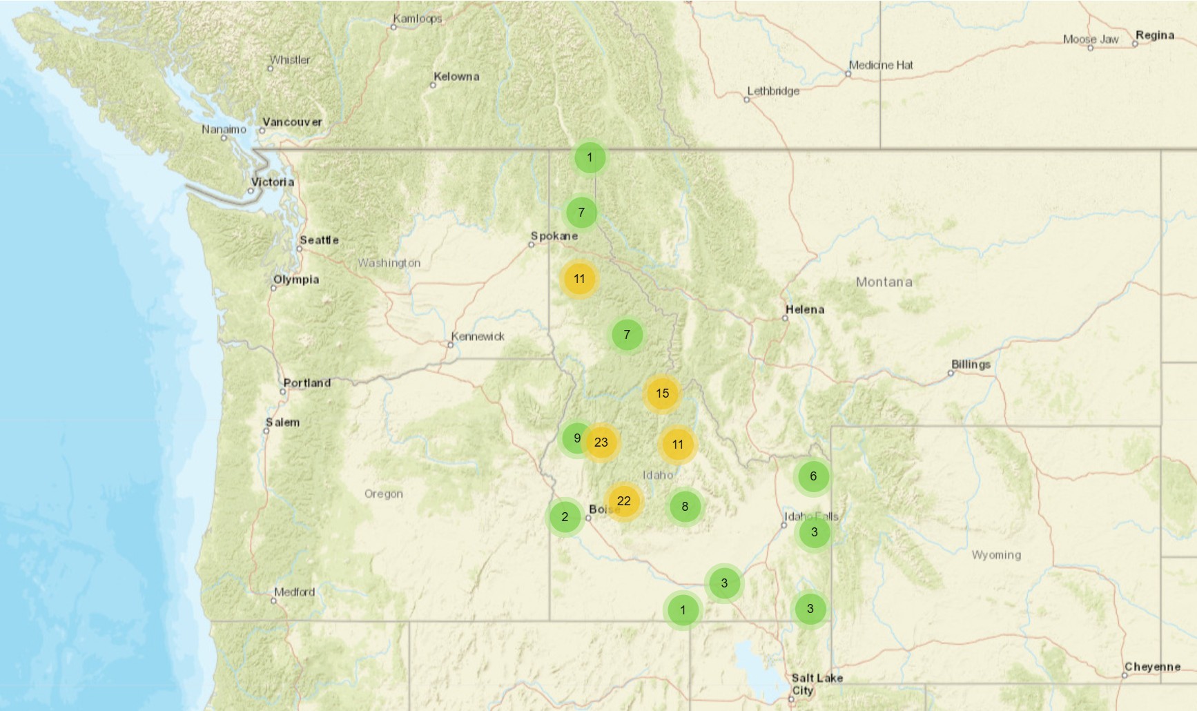 An interactive map of extant CCC structures in Idaho.