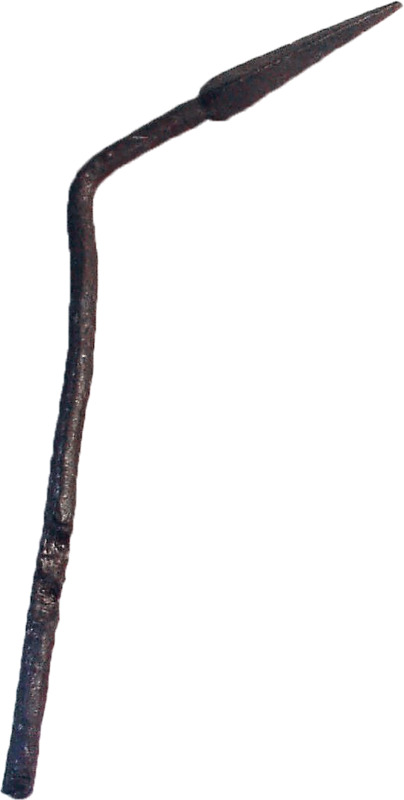 Bent iron pilum designed to pierce and disable enemy shields