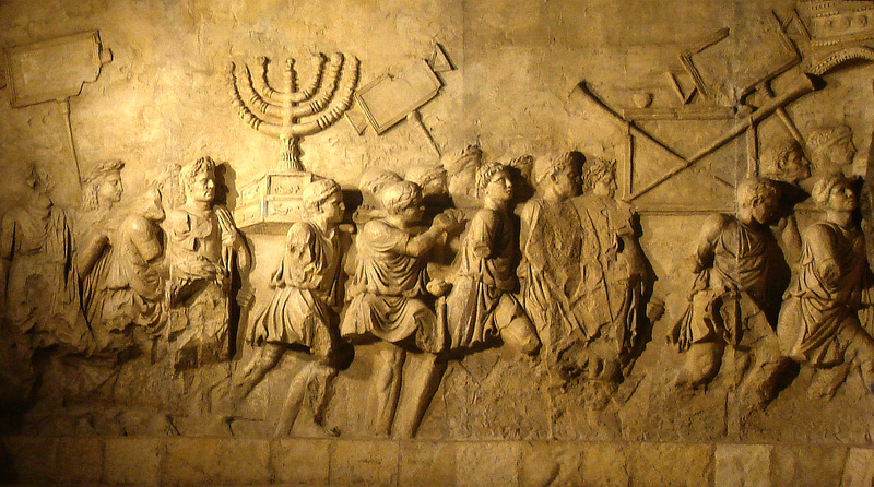 Plaster image depicting the looting of the Temple of Solomon