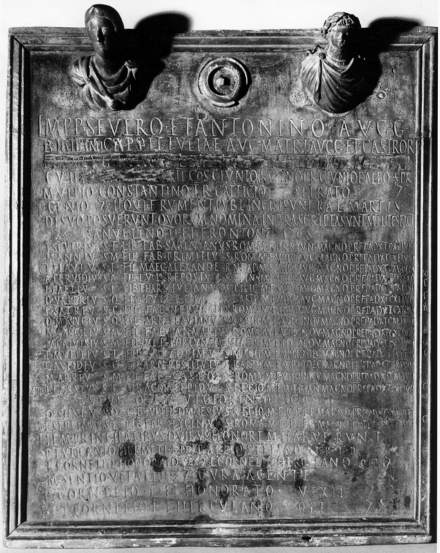 An inscription from Rome recording feriae (religious festivals) of the vigiles. It mentions specialists using pumps, sickles and hooks. Date: 362 AD.