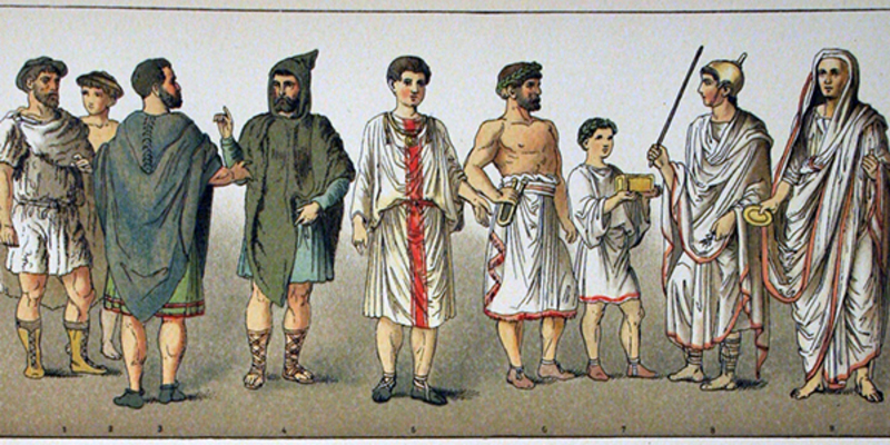 Image showing the different types of clothing for roman men across social classes.