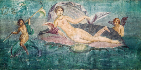 Aprhodite sitting on a sea shell